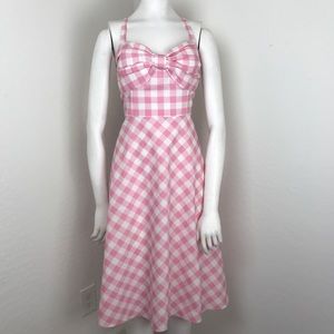 Eliza J Pink White Check Gingham Bow Front